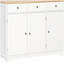 Buffet HOMcom avec comptoir en bois massif, armoire de rangement de cuisine moderne, avec 3 portes de tiroir et armoire à café à tablette réglable, blanc