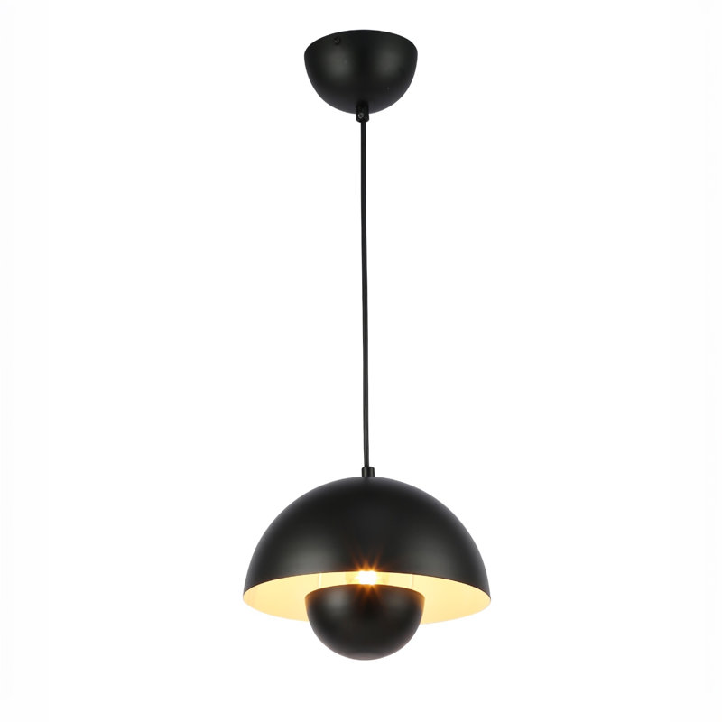 Modern 9" Black Kitchen Island Mini Pendant Light, Matte Metal Dome Hanging Ceiling Light Fixture for Kitchen Island, Dining Room, Bedroom