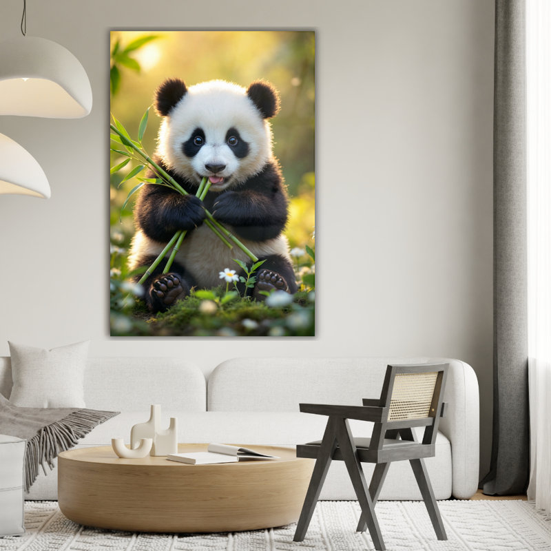 Art mural en verre trempé Panda, 36" H x 24" W