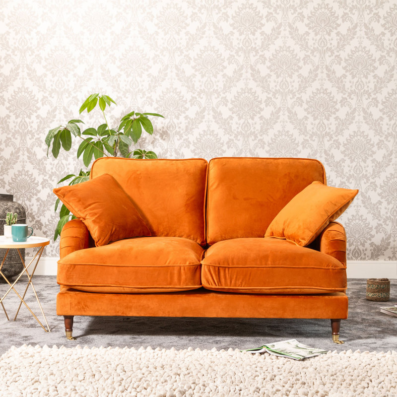 Fabiola 2 Seater Velvet Loveseat, Orange