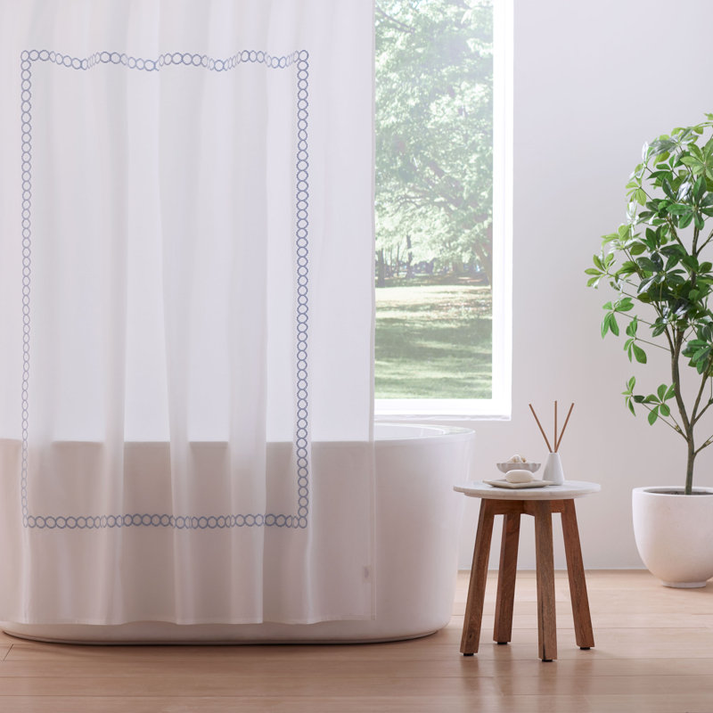 Clean Design Home x Martex Savoy 400 Thread Count Single Shower Curtain, Blue