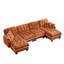 Canapé en forme de U en chenille avec 4 coussins, repose-pieds mobile à garniture pom-pom capitonnée, conception ergonomique, canapé à assise profonde facile à assembler pour le bureau du salon, appartement, orange