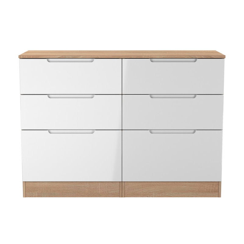 110cm W 6 - Drawer Chest of Drawers, White/Oak