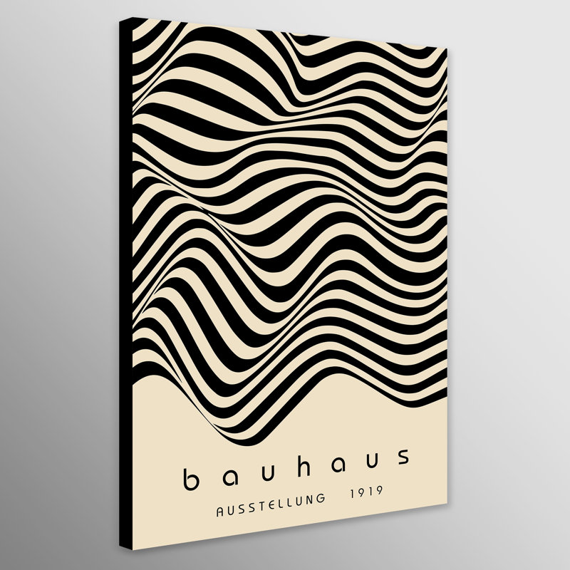 Bauhaus Waves Abstract Wall Art - Canvas Framed Print, 63cm H x 43cm W