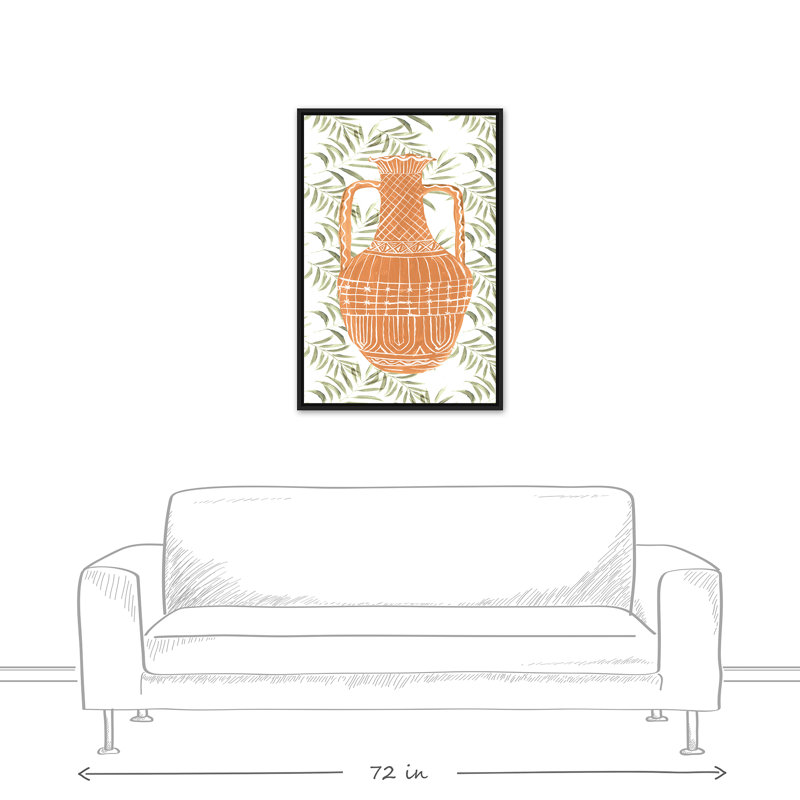 Motif de poterie à motifs sur toile, H 37,75 po x l 25,75 po x P 1,75 po, Cadre flottant noir