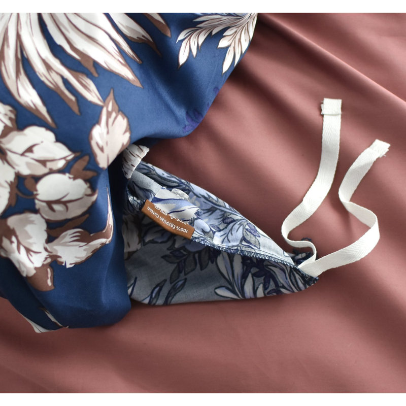 Coastal Cotton Floral Duvet Cover, Queen Duvet Cover + 2 Standard Shams