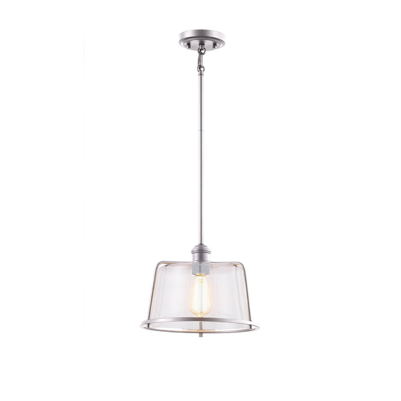 Luminaire suspendu en forme de cloche à 1 lumière Enedina, Nickel brossé, H 7,25 po x l 9 po x P 9 po