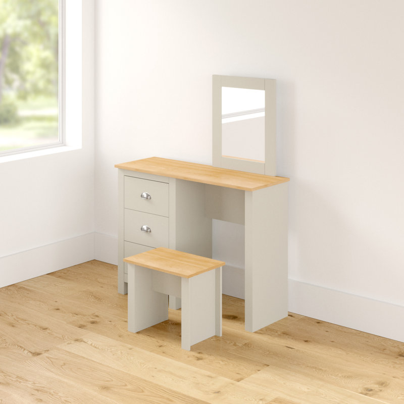 Gia Dressing Table with Mirror, Grey