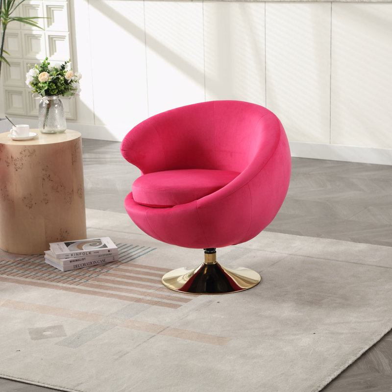Chaises d'appoint pivotantes 360 degrés Cuddle Barrel, Velours rouge rose
