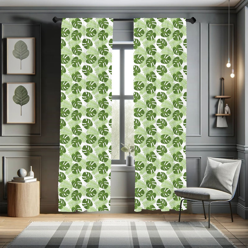 Floral Semi-Sheer Rod Pocket Curtain Panels, 28" x 95"