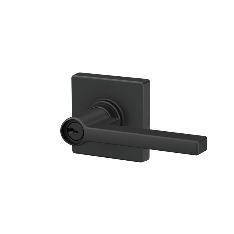J Series Solstice Lever Keyed Entry Lock with Collins Trim, Matte Black