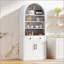 Bibliothèque arquée avec armoire de rangement, bibliothèque haute avec tablettes réglables pour un décor moderne-1695792270