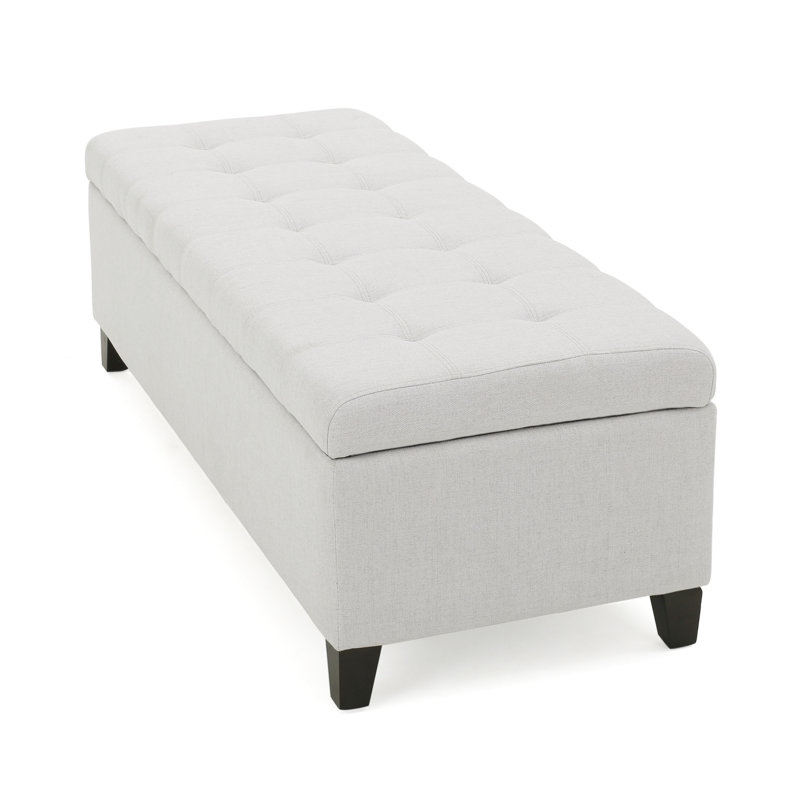 Elegant Grey Storage Bench With Lid And Design Modern Button- Pattern Space