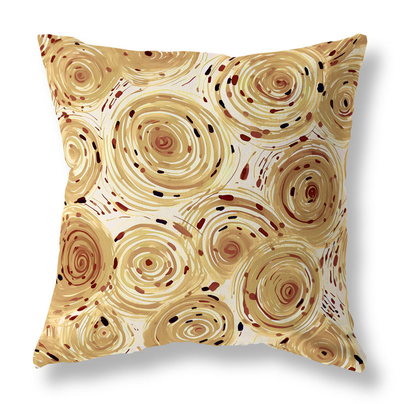 Beige Geometric Faux Suede Reversible Throw Pillow 16"