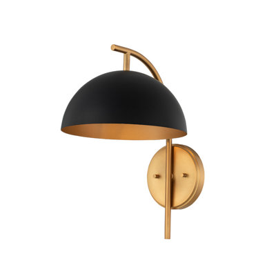 Marcel 1 LT Matte Black w/ New Brass Wall Sconce Kalco
