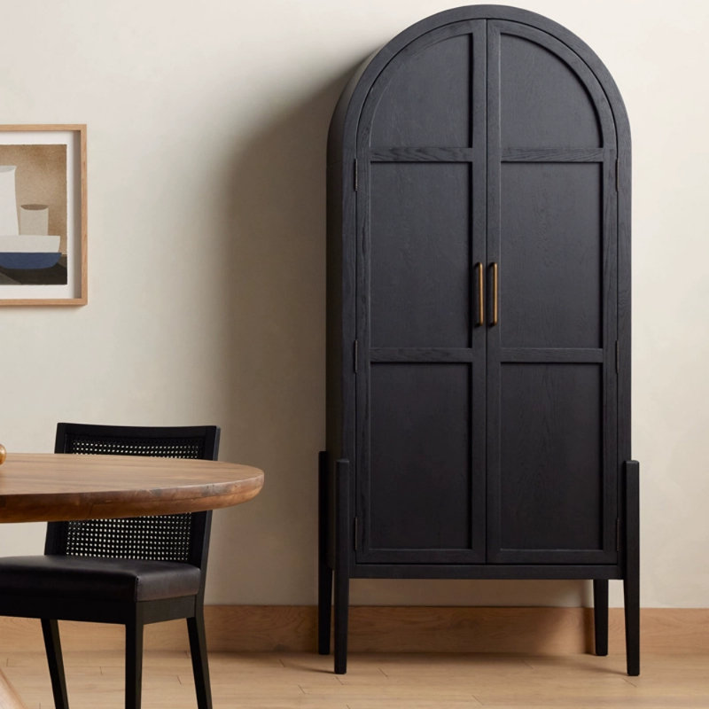 American-style Simple Solid Wood Black Wardrobe