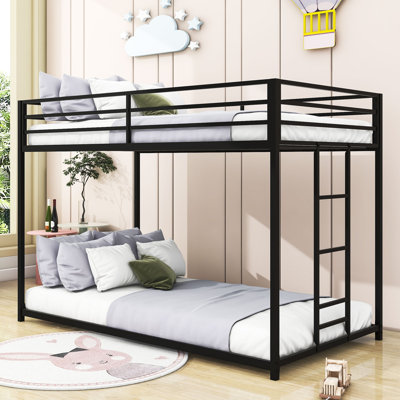 Twin Over Twin Bunk Bed With Built-In Ladder And Guardrails