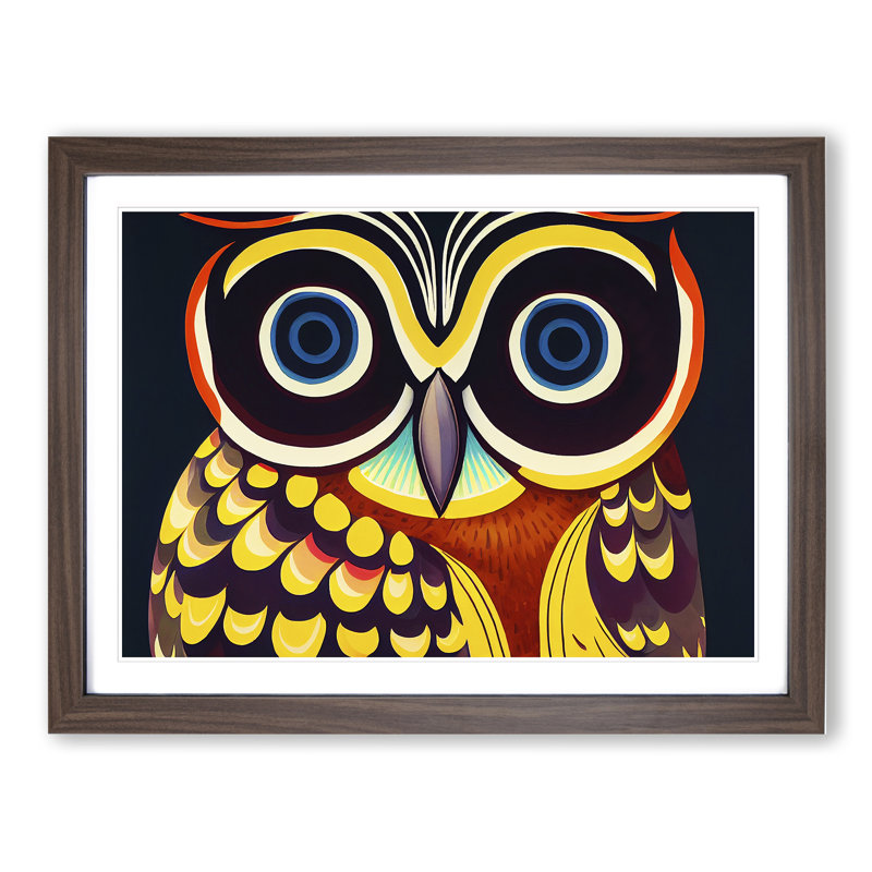 XH1022-6537X Owl Art Retro Vol.6 1 Piece Single Picture Frame Wall Art, 25cm H x 34cm W x 2cm D, Walnut