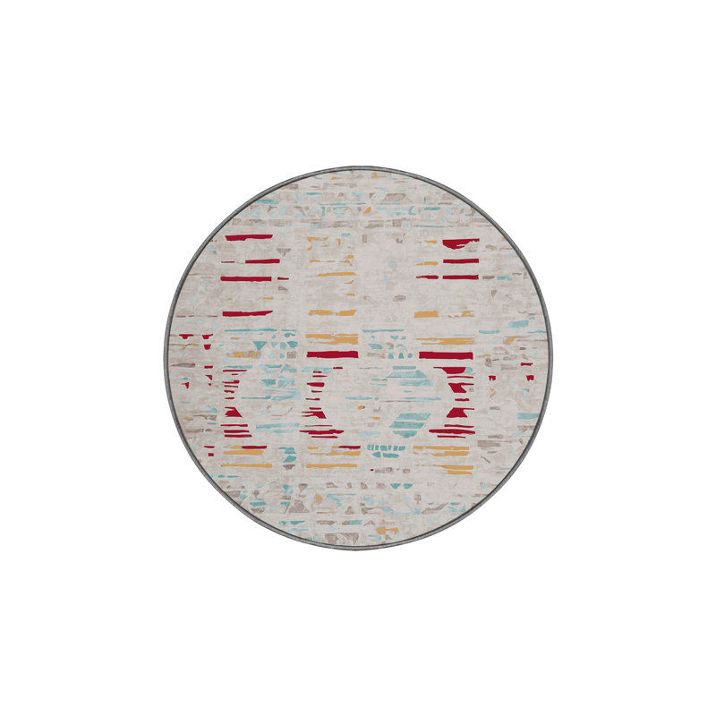 Tapis gris soyeux et moelleux, Rond 7 pi
