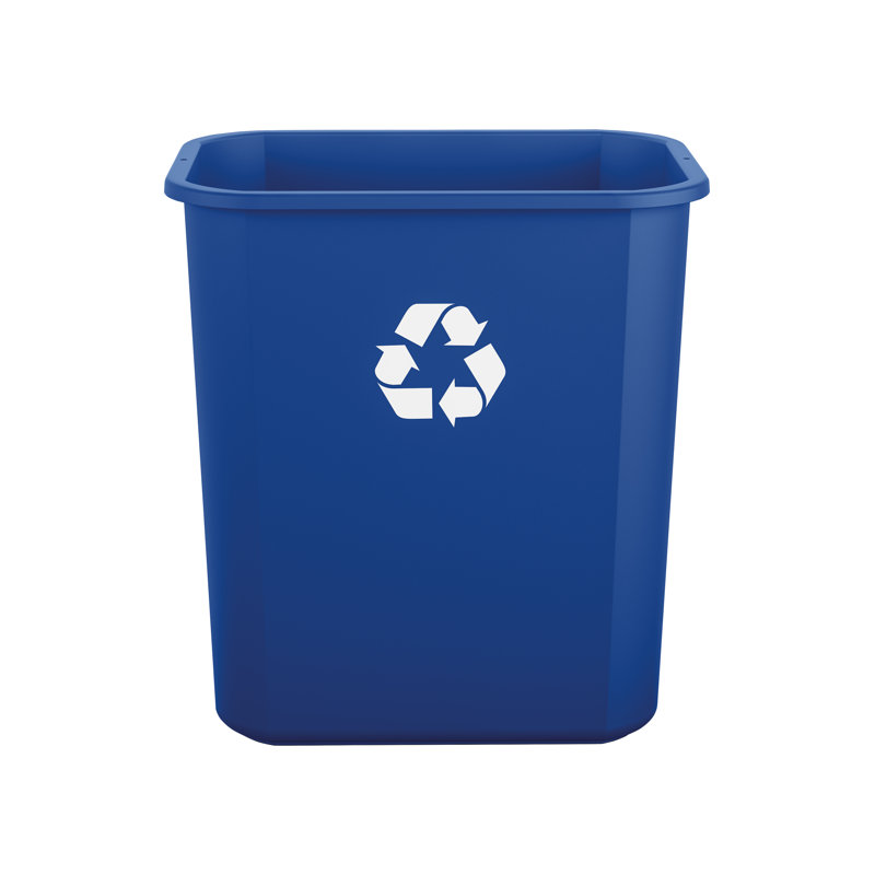 Suncast 14.56 in. W x 10.5 in. D Resin Trash Can with Slim Profile, Made in the USA, Blue