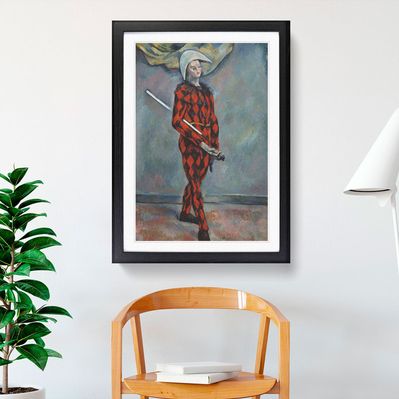 Harlequin by Paul Cezanne - Picture Frame Painting, Black Framed, 90cm H x 65cm W x 2cm D