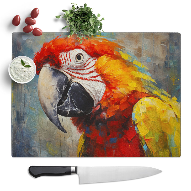 Parrot Gestural  Glass Chopping Board