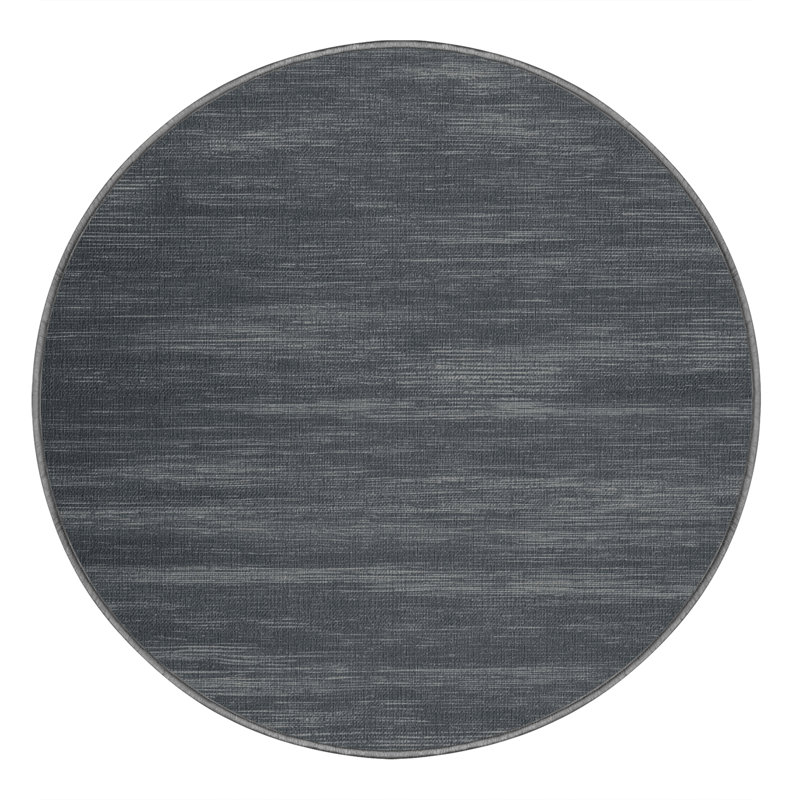 Machine Washable Solid Grey Area Rug, Round 3'