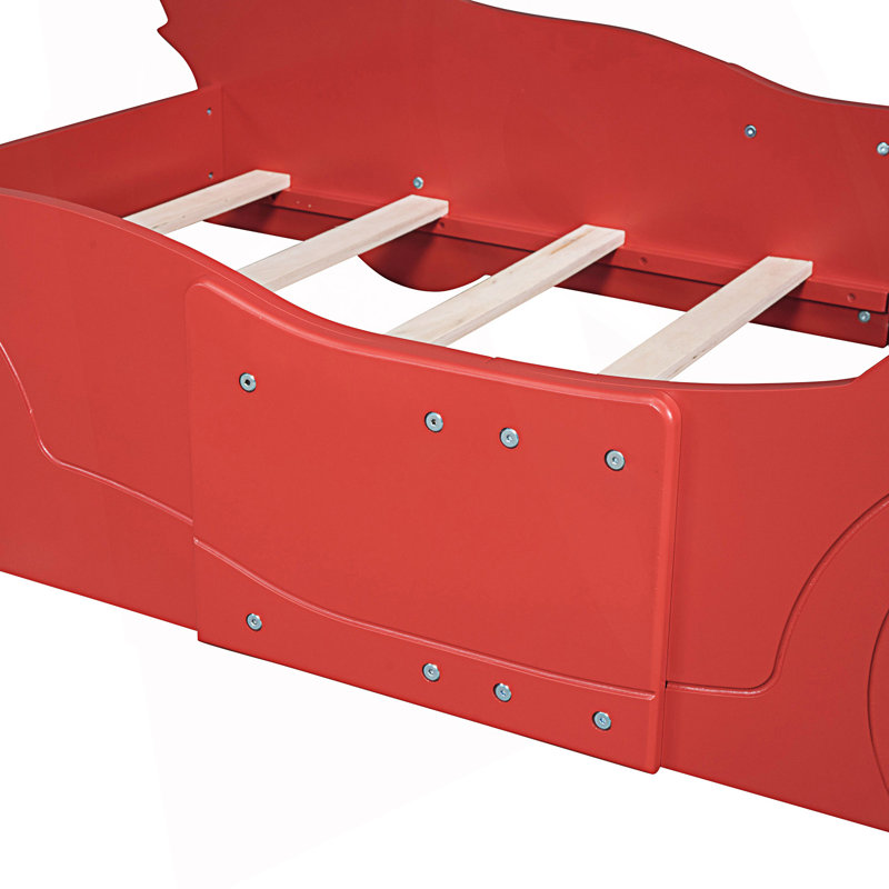 Lit plateforme simple avec roulettes, Rouge