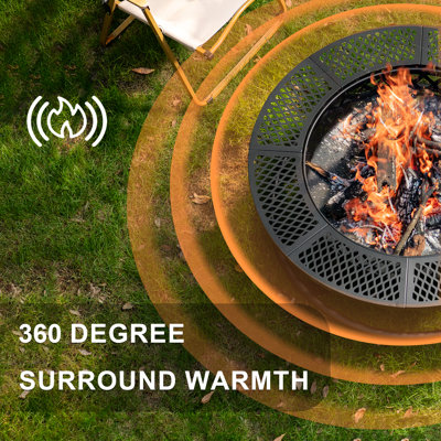 Foyer à bois de 42 pouces avec barbecue et couvercle