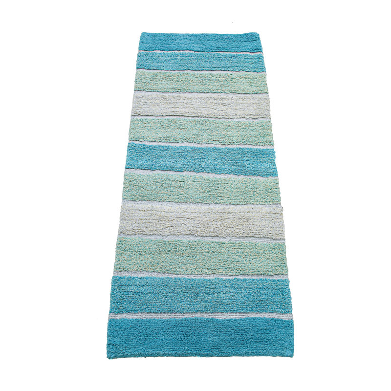 Tapis pour salle de bain Cervantez, Aigue-marine / turquoise, L 24 po x L 60 po