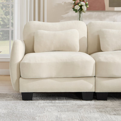 Canapé modulaire en chenille Cloudscape ergonomique pour petit salon avec coussins lombaires