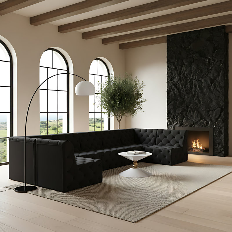 Canapé modulaire Klecka, Velours noir