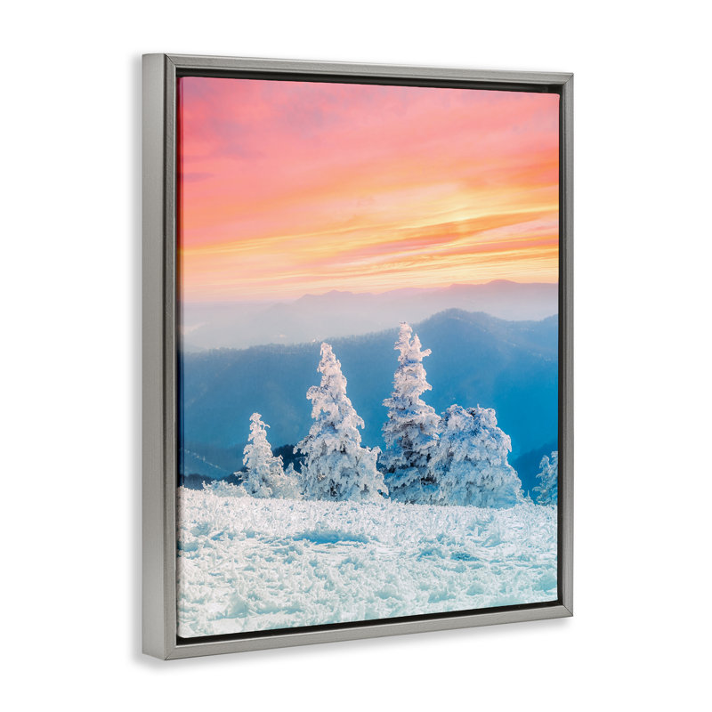 Cadre flottant Fire and Ice Sunset, design par Jared Kreiss, H 21 po x l 17 po, Cadre flottant gris lustré