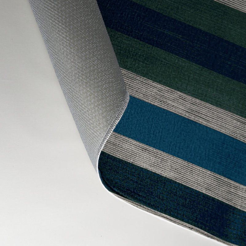 Tapis intérieur / extérieur bleu HorizontalStripes, Rectangulaire 3 pi x 5 pi