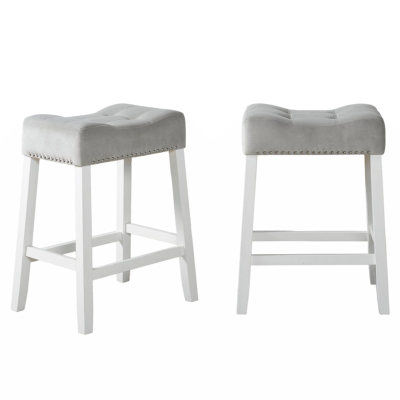 Krusoe Upholstered Counter Stool, Gray