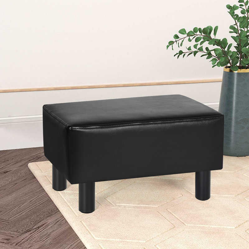 Repose-pieds rectangulaire en similicuir de 15,7 po Sciacca, Similicuir bleu sarcelle foncé