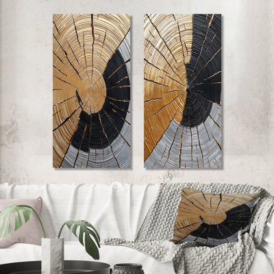 Glissade en bois doré foncé Roots Of Serenity I - Collection de 2 impressions sur toile, paysages