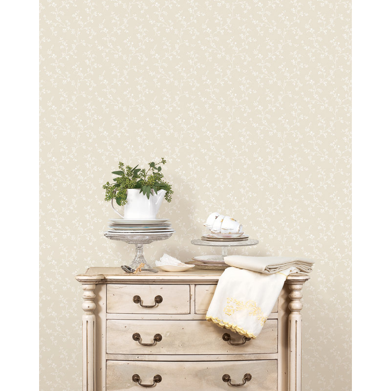 Pretty Prints Floral Trail Wallpaper Roll, Beige