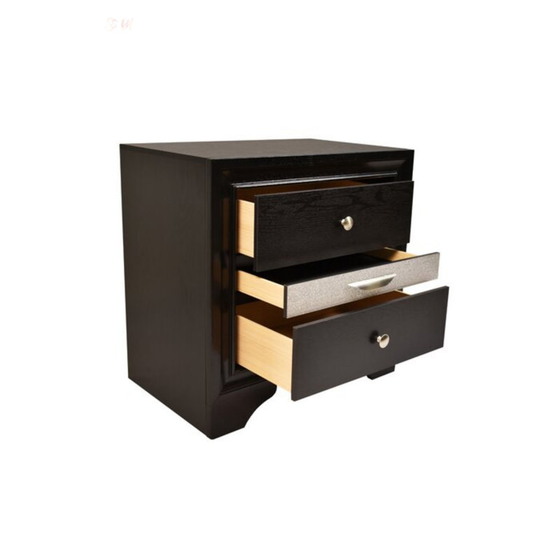 Traditional Style 2-Drawer Nightstand With Full Extension Drawers And Dovetail Joints, Crafted From Acacia Wood For Durability And Elegance.