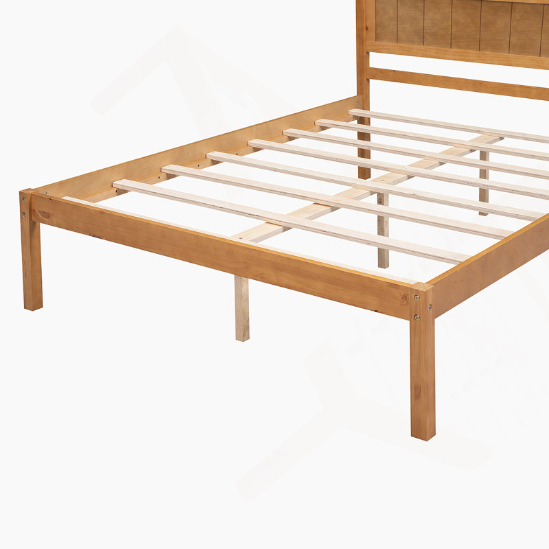 Structure de lit plateforme avec tête de lit, support en lattes de bois