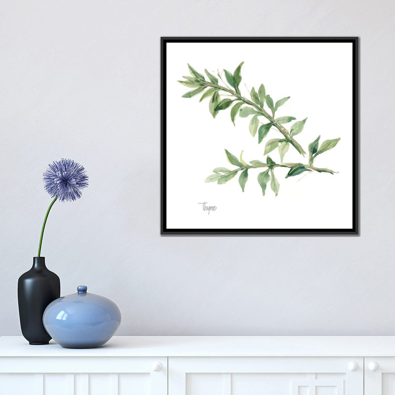 « thyme », reproduction d’art sur toile, H 18 po x l 18 po x P 1,5 po, Toile avec cadre noir, Non mat