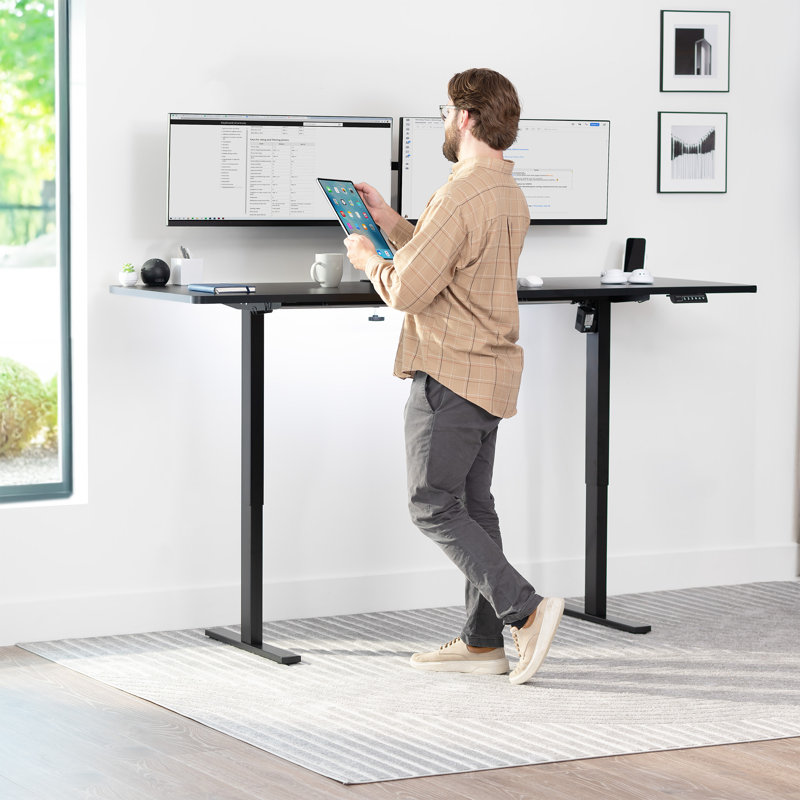 Universal Table Top for Sit to Stand Desk Frames, Black, 3-Piece, 71" x 30"