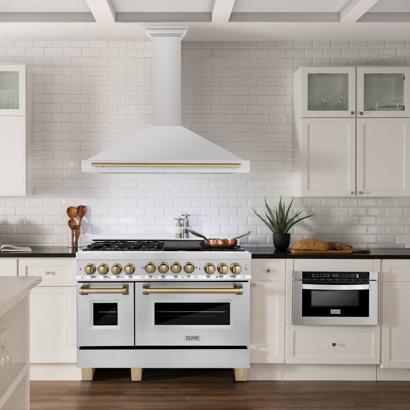 ZLINE 48 in. Autograph Edition Convertible Stainless Steel Range Hood W/ Stainless Steel Shell & Champagne Bronze Accents (KB4STZ-48-CB)