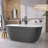 Acrylic Freestanding Soaking Tub 59'' x 29.5'' Stand Alone  Deep Bathtubs in Matte Gray with Pop-up Center Drain