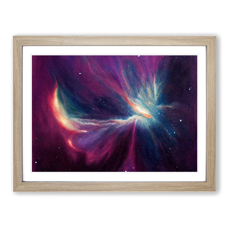 Galaxy Watercolour Vol.5 - Single Picture Frame Print, Oak Framed, 25cm H x 34cm W x 2cm D