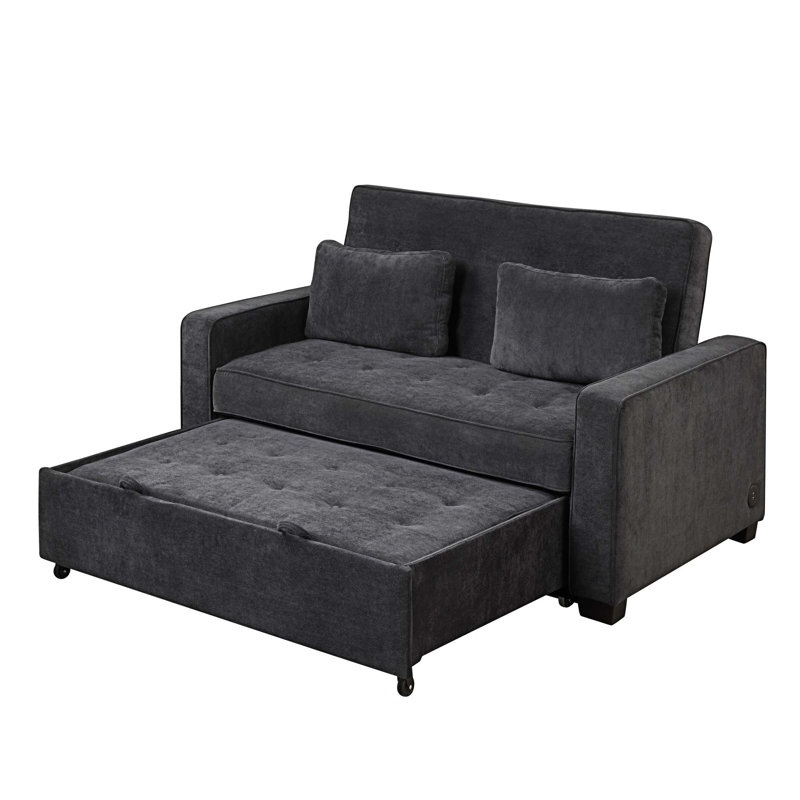 Canapé-lit rembourré 65,7 po, Velours noir
