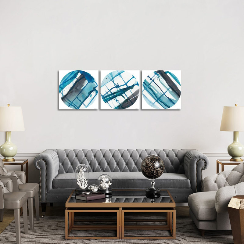 Geo Logic Triptych - ensemble d'art mural sur toile - toile tendue (ensemble de 3)