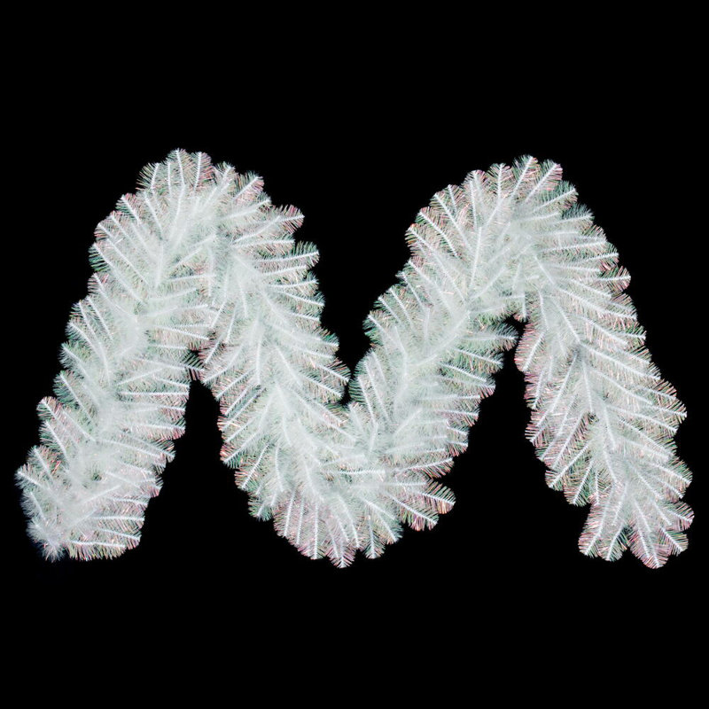 9' x 14" White Iridescent Artificial Garland.