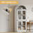 71.4" Arched Farmhouse Bookcase with Glass Doors, 15.8" Deep Wooden Display Cabinet for Living Room & Office-1912510432