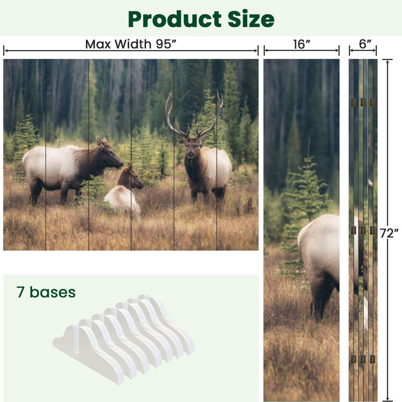 Cloison pliante 6 panneaux à cloisons Royal Elk Deer Canada, 6, H 71 po x l 96 po x P 1 po